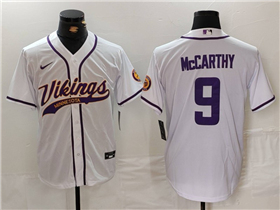 Minnesota Vikings #9 J.J. McCarthy White Baseball Limited Jersey