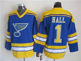 St. Louis Blues #1 Glenn Hall 1980's CCM Vintage Blue Jersey