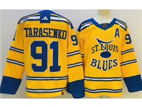 St. Louis Blues #91 Vladimir Tarasenko Yellow Reverse Retro 2.0 Jersey