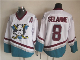 Anaheim Mighty Ducks #8 Teemu Selänne 1997 CCM Vintage White Jersey