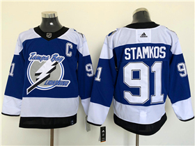 Tampa Bay Lightning #91 Steven Stamkos Blue 2020/21 Reverse Retro Jersey