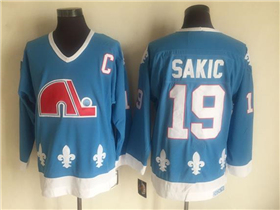 Quebec Nordiques #19 Joe Sakic 1990's CCM Vintage Light Blue Jersey