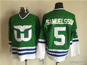 Hartford Whalers #5 Ulf Samuelsson 1989 Vintage CCM Green Jersey