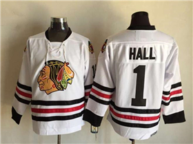 Chicago Blackhawks #1 Glenn Hall 1963 CCM Vintage White Jersey