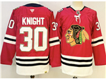 Chicago Blackhawks #30 Spencer Knight 2025 Red 100th Anniversary Jersey