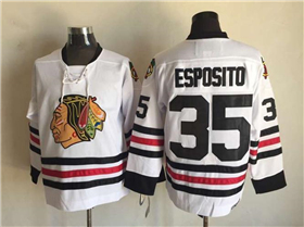 Chicago Blackhawks #35 Tony Esposito 1963 CCM Vintage White Jersey