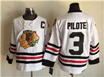 Chicago Blackhawks #3 Pierre Pilote 1963 CCM Vintage White Jersey