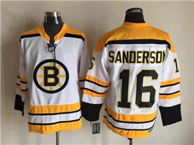 Boston Bruins #16 Derek Sanderson Vintage CCM White Jersey