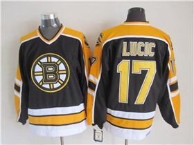 Boston Bruins #17 Milan Lucic 2000's Vintage CCM Black Jersey