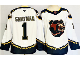 Boston Bruins #1 Jeremy Swayman White Reverse Retro 2.0 Jersey