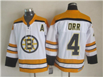 Boston Bruins #4 Bobby Orr Vintage CCM White Jersey