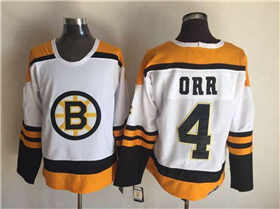 Boston Bruins #4 Bobby Orr 1960's Vintage CCM White Jersey