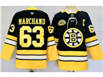 Boston Bruins #63 Brad Marchand 2024 Black Alternate 100th Anniversary Jersey