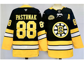 Boston Bruins #88 David Pastrnak 2024 Black Alternate 100th Anniversary Jersey