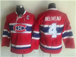 Montreal Canadiens #4 Jean Beliveau Youth CCM Vintage Red Jersey