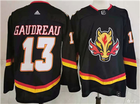 Calgary Flames #13 Johnny Gaudreau Black 2020/21 Reverse Retro Jersey