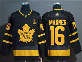 Toronto Maple Leafs #16 Mitchell Marner Black Gold Jersey