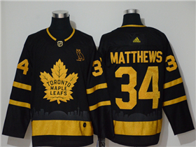 Toronto Maple Leafs #34 Auston Matthews Black Gold Jersey