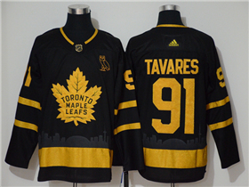 Toronto Maple Leafs #91 John Tavares Black Gold Jersey