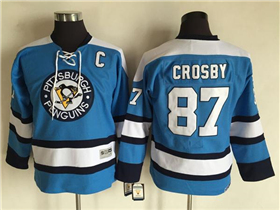 Pittsburgh Penguins #87 Sidney Crosby Youth Vintage CCM Light Blue Jersey