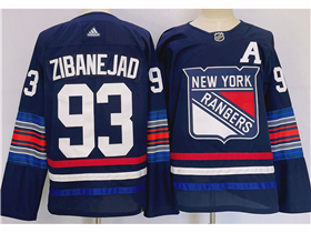 New York Rangers #93 Mika Zibanejad Navy Alternate Jersey