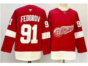 Detroit Red Wings #91 Sergei Fedorov 2024 Red Jersey