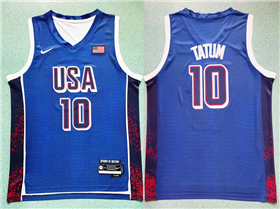 2024 Olympic Team USA #10 Jayson Tatum Blue Basketball Jersey