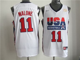 1992 Olympic Team USA #11 Karl Malone White Jersey