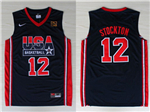 1992 Olympic Team USA #12 John Stockton Navy Jersey