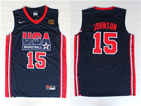 1992 Olympic Team USA #15 Magic Johnson Navy Jersey