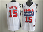 1992 Olympic Team USA #15 Magic Johnson White Jersey