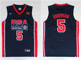 1992 Olympic Team USA #5 David Robinson Navy Jersey