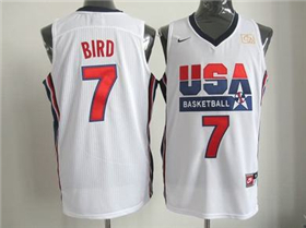 1992 Olympic Team USA #7 Larry Bird White Jersey