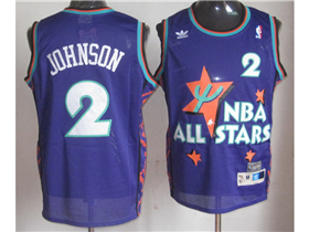 1995 NBA All-Star Game Eastern Conference #2 Larry Johnson Purple Hardwood Classics Jersey