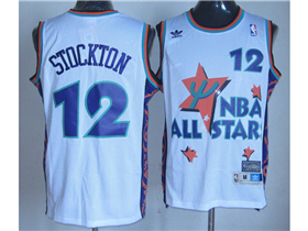 1995 NBA All-Star Game Western Conference #12 John Stockton White Hardwood Classics Jersey