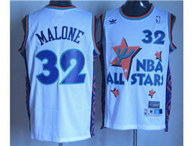 1995 NBA All-Star Game Western Conference #32 Karl Malone White Hardwood Classics Jersey