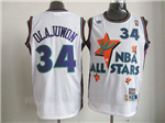 1995 NBA All-Star Game Western Conference #34 Hakeem Olajuwon White Hardwood Classics Jersey