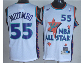 1995 NBA All-Star Game Western Conference #55 Dikembe Mutombo White Hardwood Classics Jersey