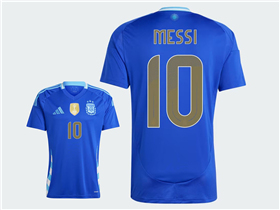 Argentina 2024 Away Blue Soccer Jersey with #10 Messi printing
