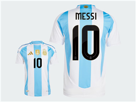 Argentina 2024 Home Blue/White Soccer Jersey with #10 Messi printing