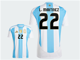 Argentina 2024 Home Blue/White Soccer Jersey with #22 L.Martínez Printing