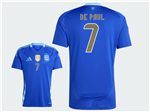Argentina 2024 Away Blue Soccer Jersey with #7 De Paul Printing