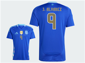 Argentina 2024 Away Blue Soccer Jersey with #9 J.Álvarez printing