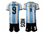 Argentina 2026 Youth Home Blue/White Soccer Jersey with #9 J.Álvarez printing