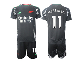 Arsenal F.C. 2024/25 Away Black Soccer Jersey with #11 MARTINELLI Printing