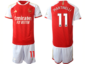 Arsenal F.C. 2023/24 Home Red Soccer Jersey with #11 MARTINELLI Printing
