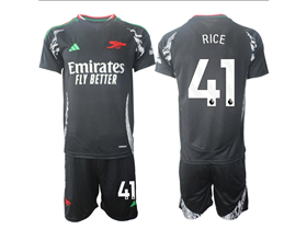 Arsenal F.C. 2024/25 Away Black Soccer Jersey with #41 Rice Printing