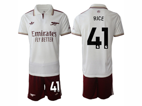 Arsenal F.C. 2025/26 Third White Soccer Jersey with #41 Rice Printing