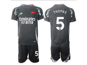 Arsenal F.C. 2024/25 Away Black Soccer Jersey with #5 Thomas Printing