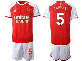 Arsenal F.C. 2023/24 Home Red Soccer Jersey with #5 Thomas Printing